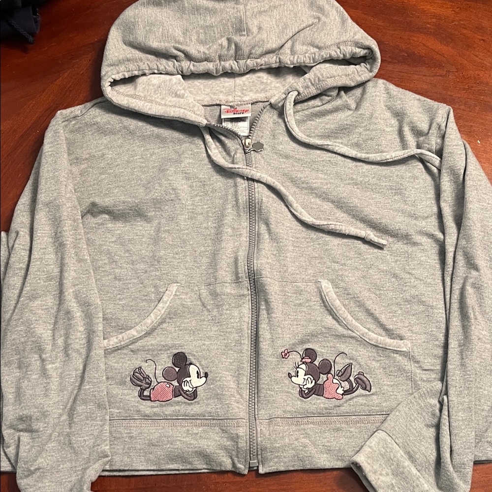 Disney Kids Gray Zip-Up Hoodie with Mickey Mouse